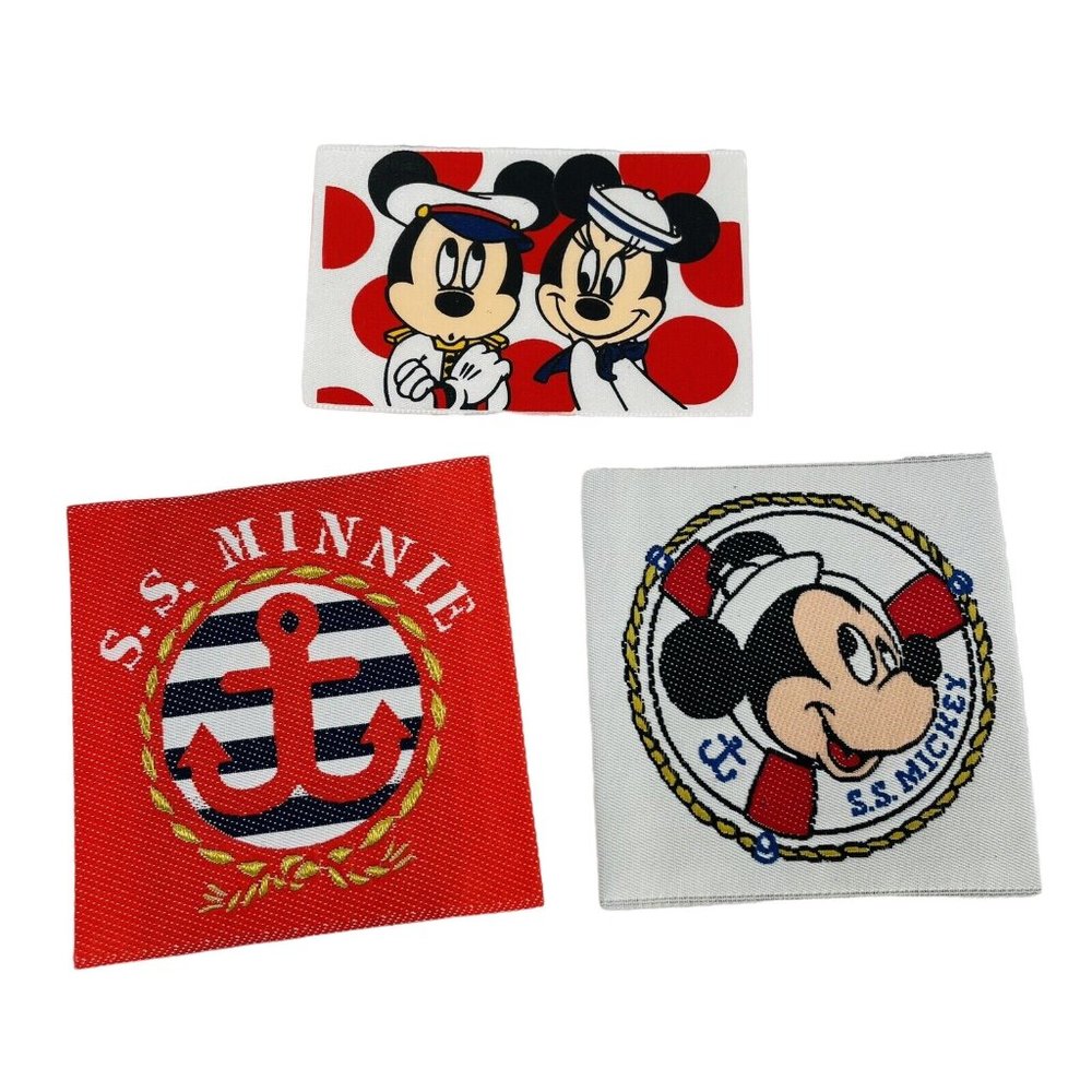 3 Vintage Disney Sailor SS Mickey Minnie Collectible Alkahn Sew On Label Patch